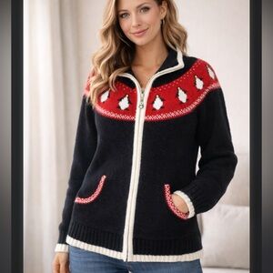 Vintage Quacker Factory Novelty Zipper Angora Blend Cardigan Grandmacore Size XS